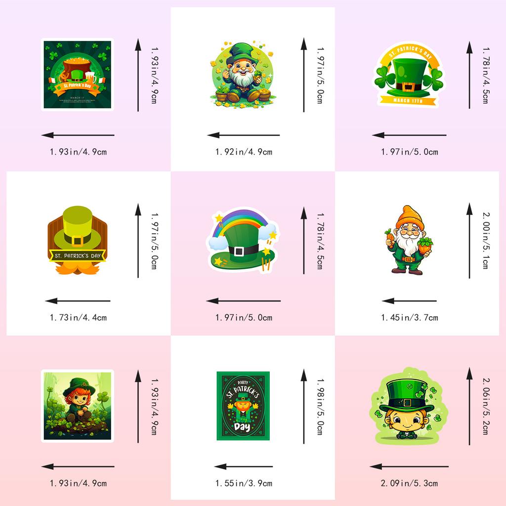 50Pcs St Patrick Stickers - Lucky Shamrock Vinyl Decals for Journal/DIY Crafts (5x4.9cm)