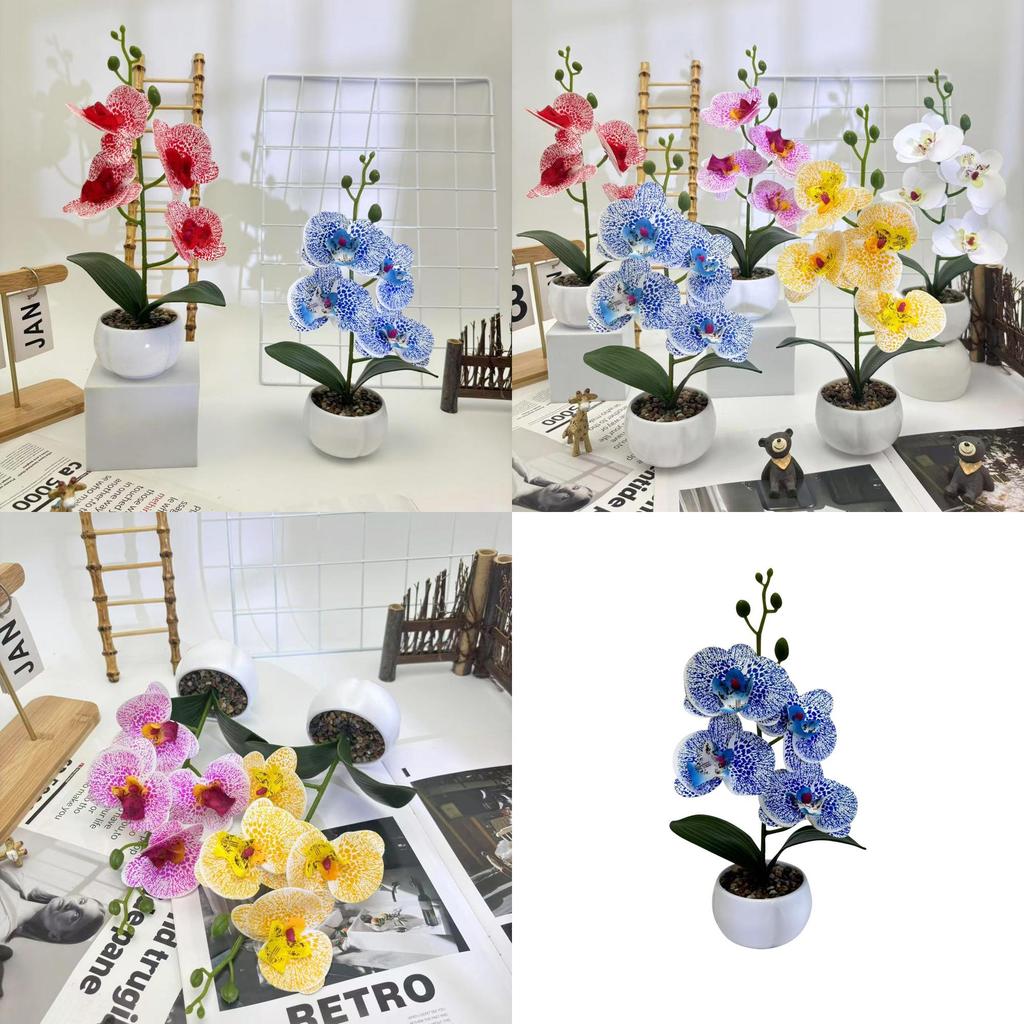 Rain Flower Stone Bonsai With Butterfly Orchid Artificial Plant For Office And Events