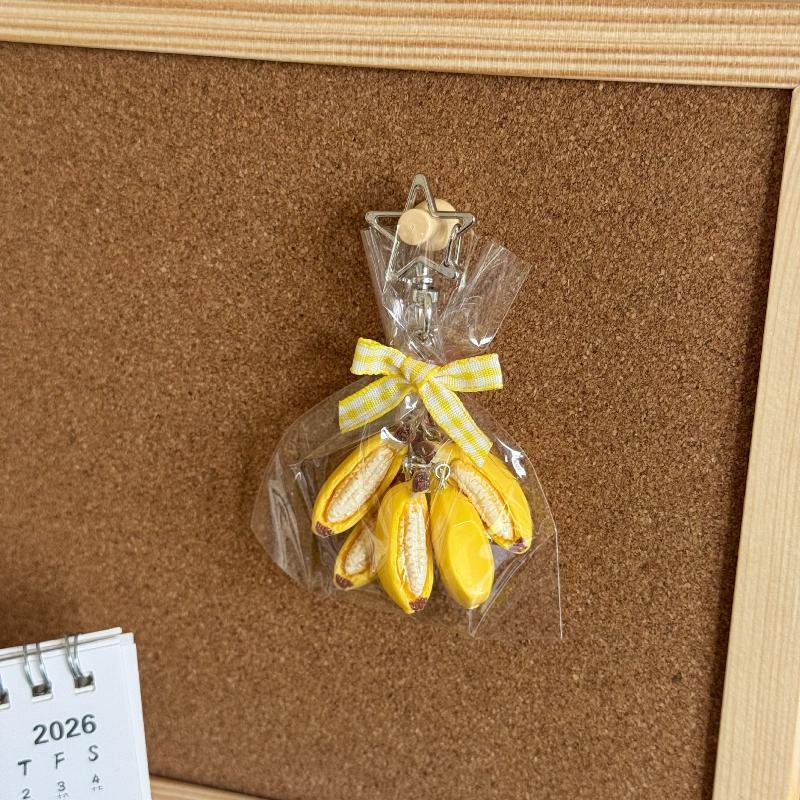 Creativity Mini Banana Pineapple Pendant Keychain Simulation Fruits Design Backpcak Hanging Piece Bag Charm Car Key Chain