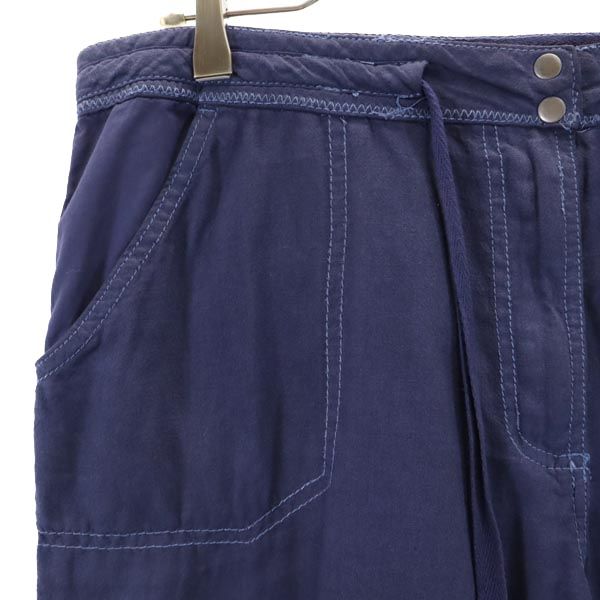 Papaya Cotton Linen Blend Pants 16 Navy Roll-up Hem Women Used