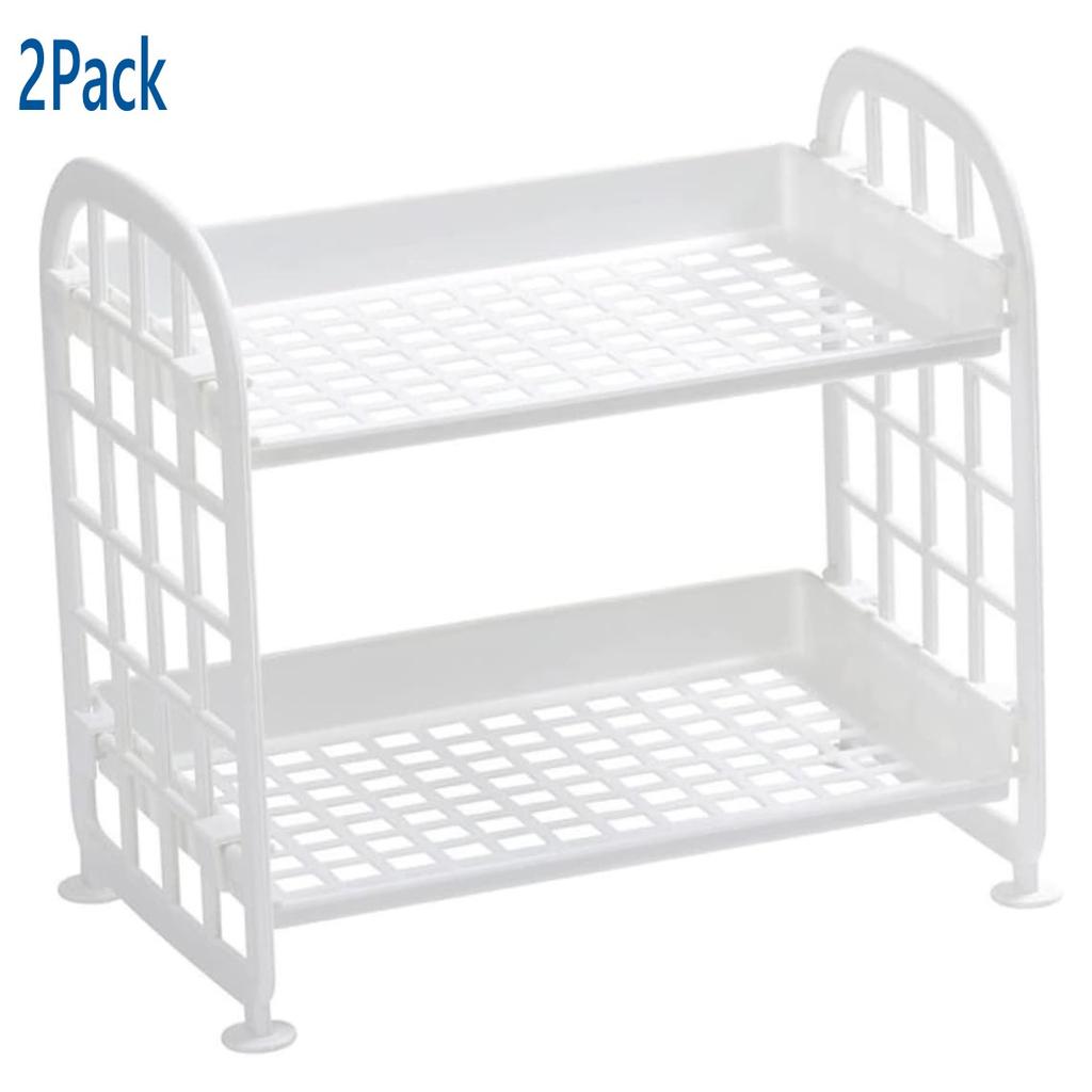 Scaffale Multifunzionale in Plastica a 2 Piani Organizer per Trucco per Skincare Ufficio Cucina Camera da Letto Bagno Scaffale Vuoto a Due Strati
