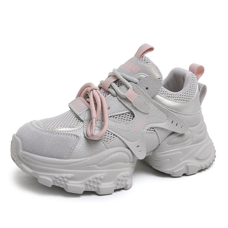 Dad Shoes Girl 2025 Summer New Popular Leather Soft Sole Lightweight Fashion Versatile Height Increase Comfortable Casual Sneakers