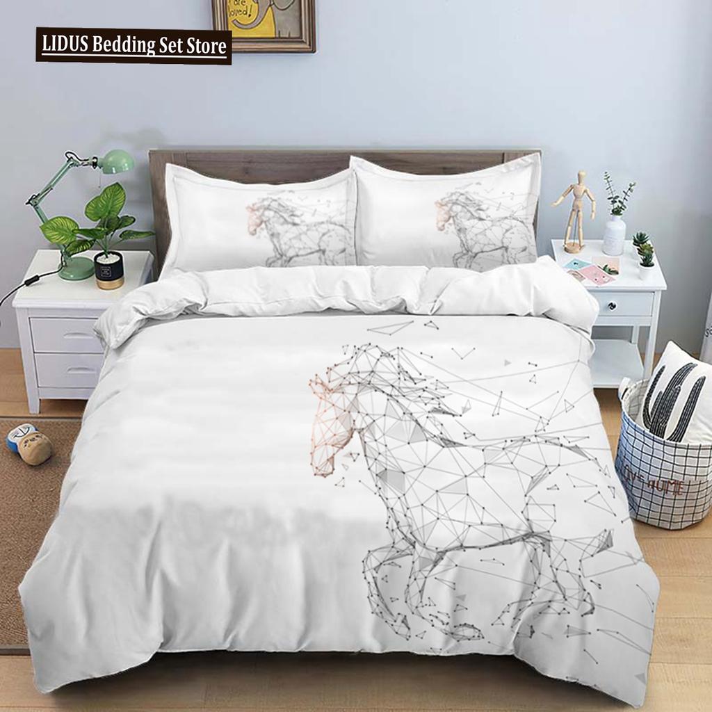 Horses HD Print Bedding Set double Bed Boys Bed Duvet Covers Pillowcases Comforter Bedding Set Teens King Size Bedding Set