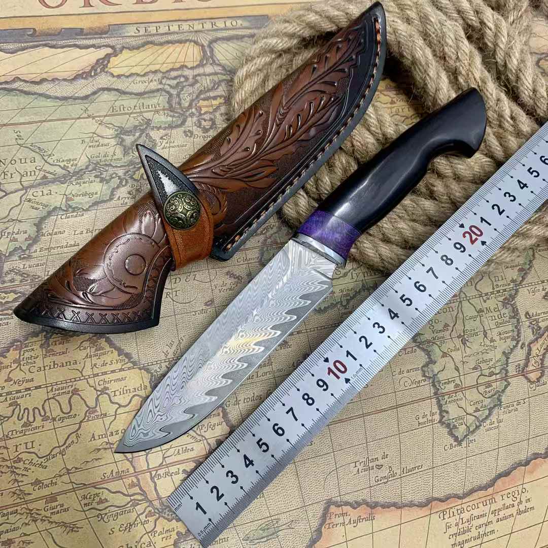 

5,5-дюймовый универсальный нож с чехлом, лезвие из дамасской стали VG10, острый нож для чистки овощей, нарезки, разделки, нож для барбекю, кухонный нож, рукоять из черного дерева 5.5 inch