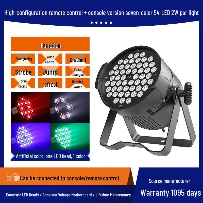 54-Piece 3W Full Color LED Stage Lights for Weddings and Events