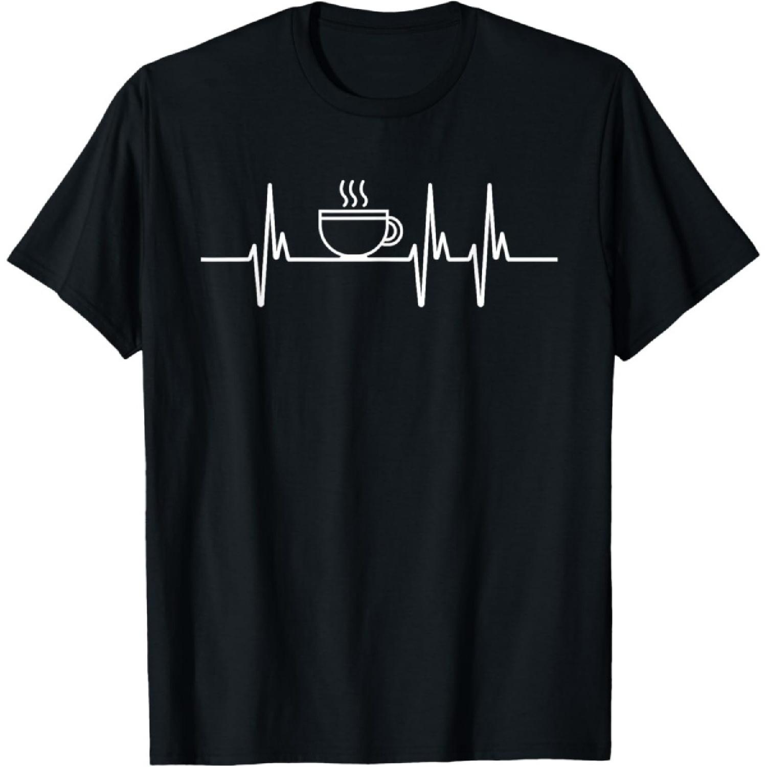 

Coffee Heartbeat - Funny Coffee Lover Caffeine Joke T-Shirt XXXXXL чорний