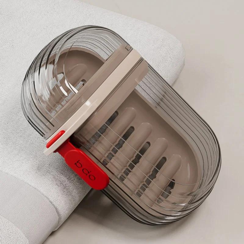 Portable Soap Dishes Double-Layer Drainage Soap Box with Lid Sealed & Leakproof Travel Soap Dish Storage Soap Container