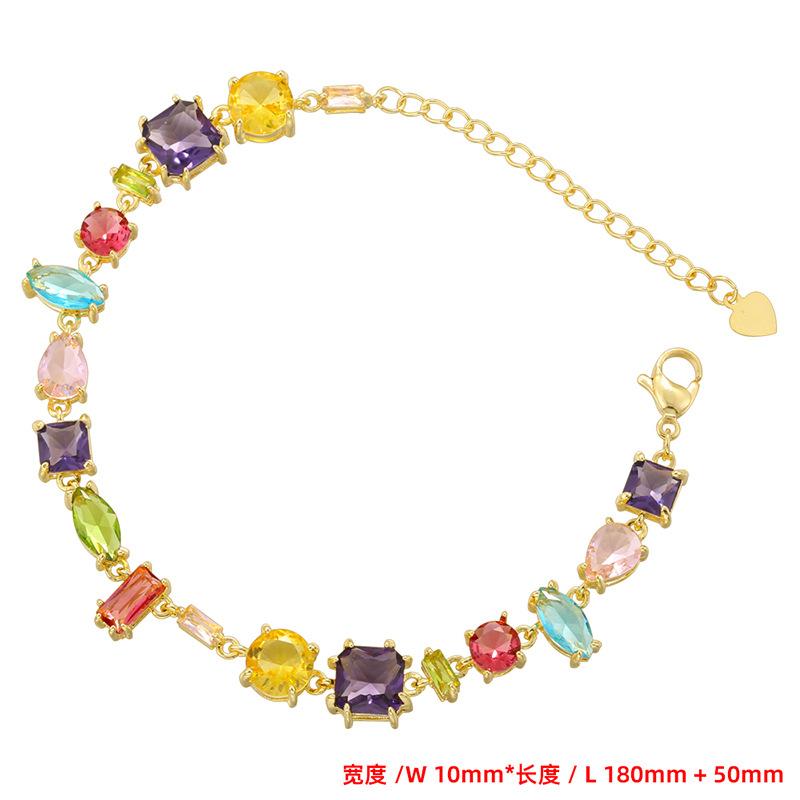 Candy Color Shaped Zircon Splicing Bracelet Necklace Light Luxury Premium Rainbow Set Vl585-586