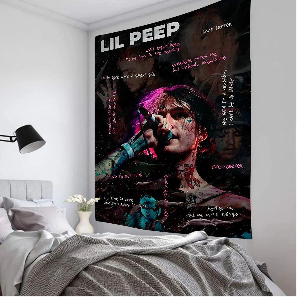 

Tapestry singer Lil Peep art print 75x100 чорний