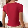 Fashionable Women's Tops Slim Fit Large U-neck Yoga Short-sleeved T-shirt