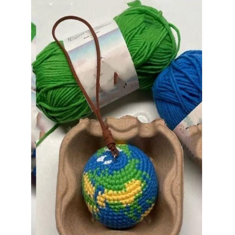 Earth Shaped Crochet Kit, DIY Yarn Material Pack for Couple Keychain Gift