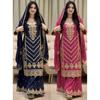 Pure Chinon Silk Pakistani Palazzo Suit Indian Bollywood Designer Salwar Kameez