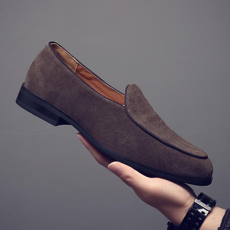 2025 new matte leather shoes men's British style one-pedal lazy loafers genuine leather suede fur Doudou shoes