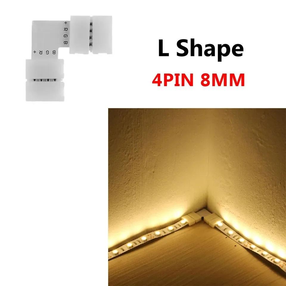 5PCS 2 Pin 3 Pin 4 Pin 5 Pin T/L Shape 8MM 10MM LED Strip Connector for RGB SMD 5050 2835 LED Strip Light Connector