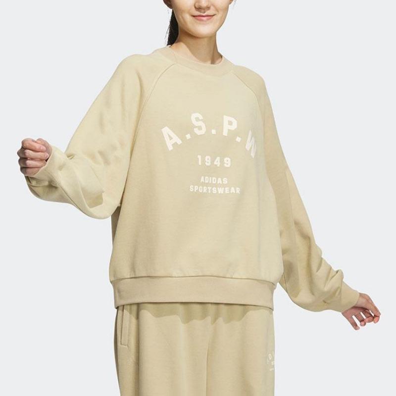 adidas Performance Women's Light Khaki A.S.P.W Print Crew Neck Sweatshirt IK3471
