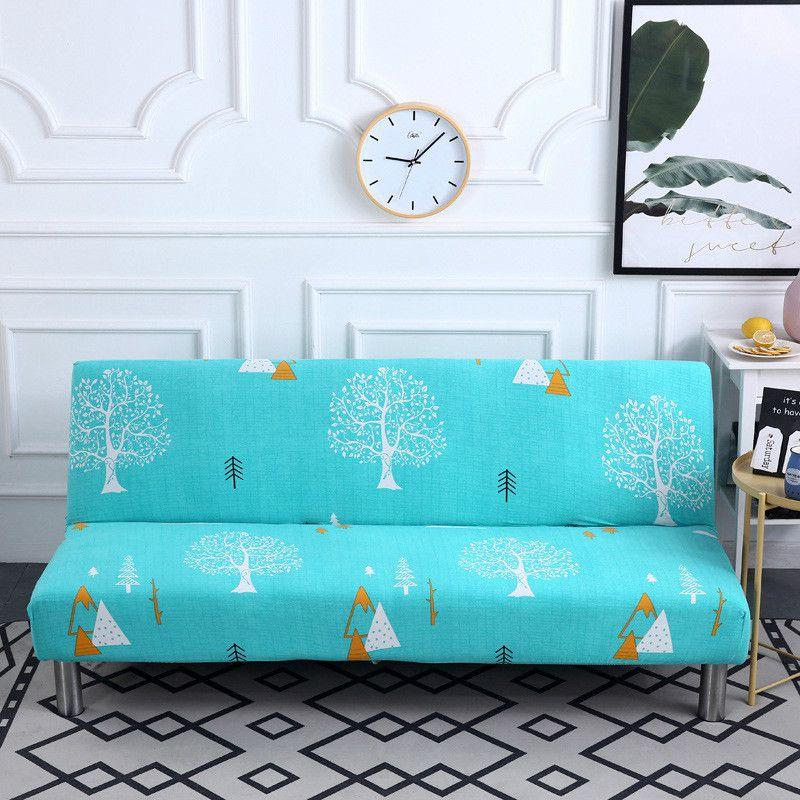 Soft And Elastic Printed Slipcover Without Armrest Sofa Bed Cover For Comfortable Protection
