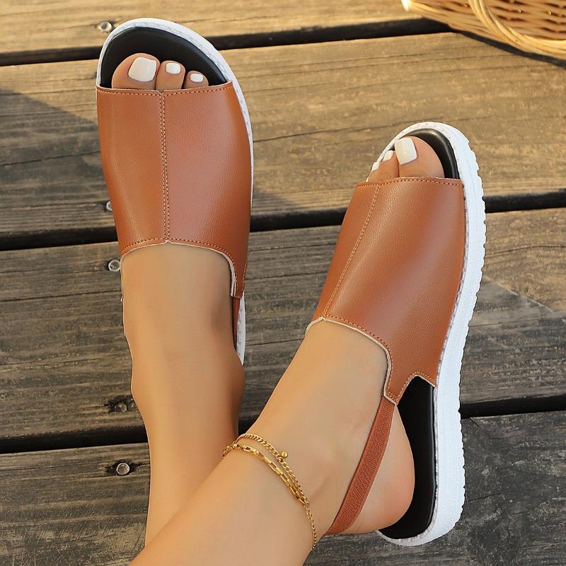 Fashion 2025 Fashion Ladies Shoes Elastic Band New Open Toe Casual Sandals Women Summer Plus Size Comfortable Best Seller Flat Sandals