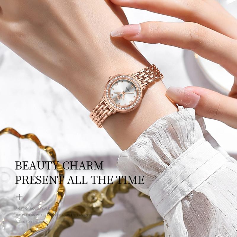 OPK Montre pour femme Classique Simple Élégante Montre de Marque à Quartz Montre à Lunette Diamant pour Femme Montre Étanche
