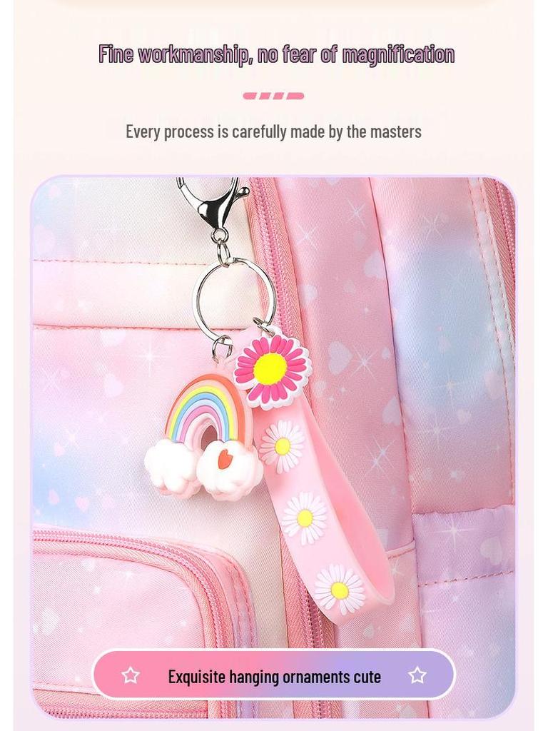 Primary School Rainbow Backpack for Girls - Cute, Large Capacity, Side-Opening