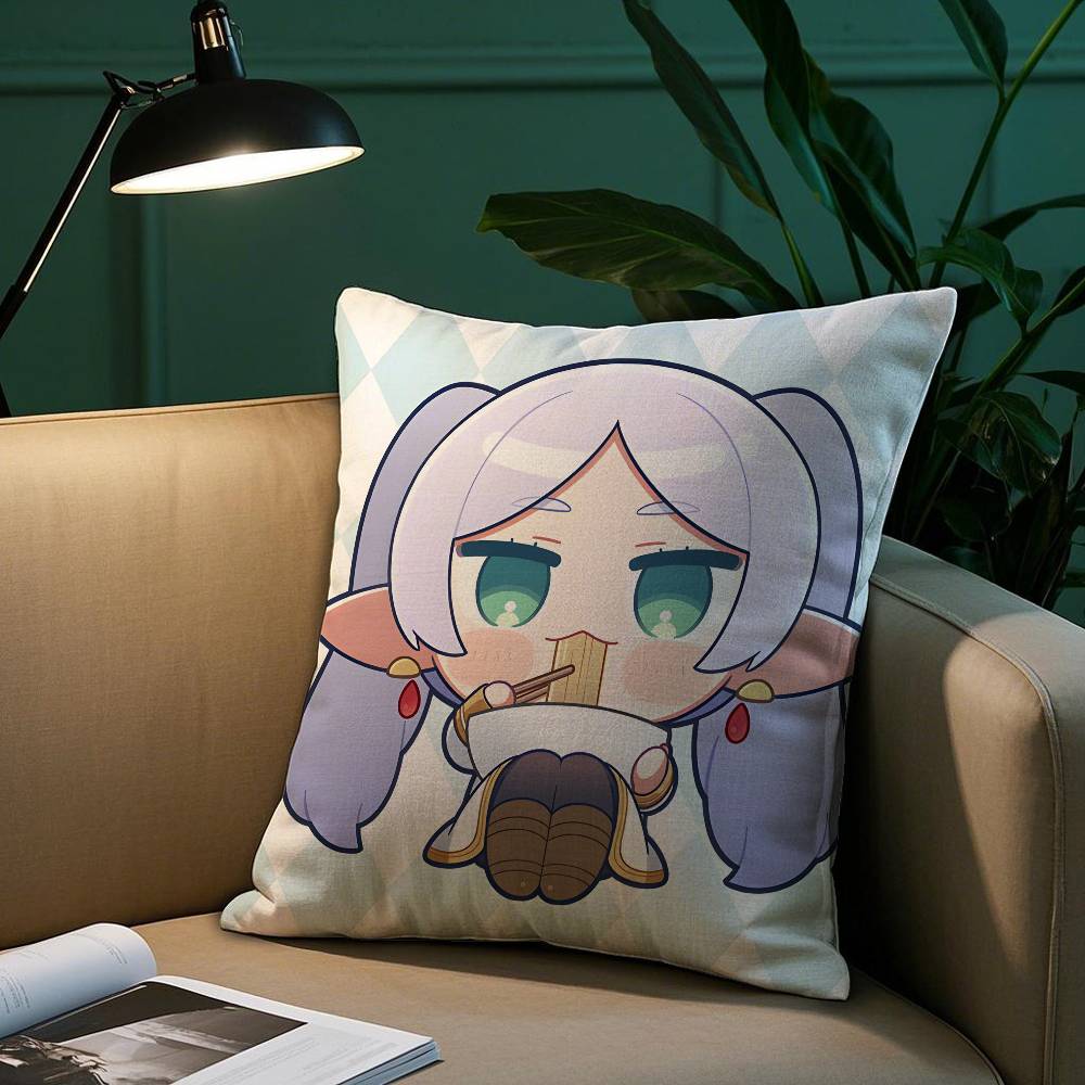 Cute Anime F-Frieren Pillow Case Plush Fabric Soft Pillowcase Double Sided Print Sofa Cushion Cover Throw