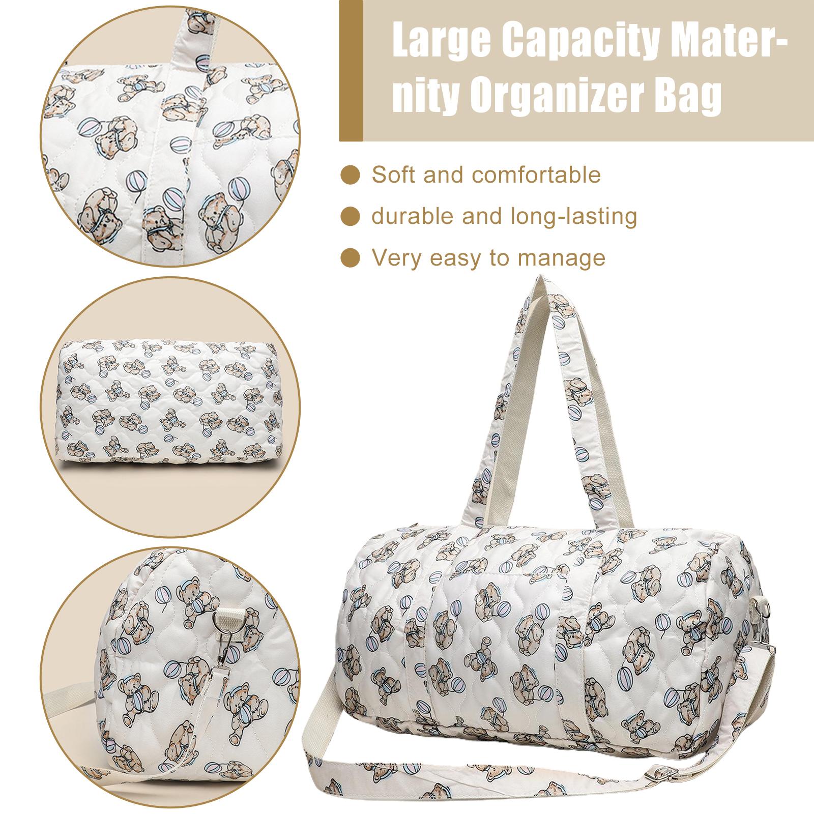 

Cute Bear Baby Items Organizer Adjustable Shoulder Strap Multi-functional Handbag with Zipper Large Capacity for Travel