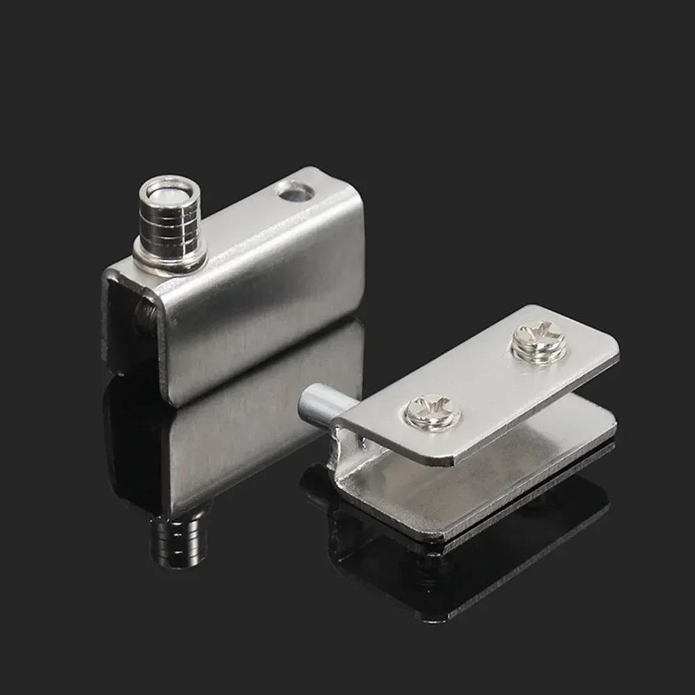 Cerniere per Porte in Vetro Cerniera a Perno in Acciaio Inossidabile Clip per Ante di Armadietti 1 Paio Senza Foratura Necessaria Adatta per Spessore Vetro 5 8 mm