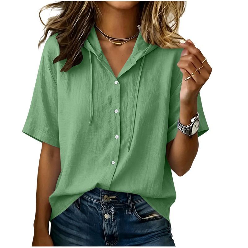 BITCED Women's Fashion Casual Solid Color Print Short Sleeve Blouses & Shirts
