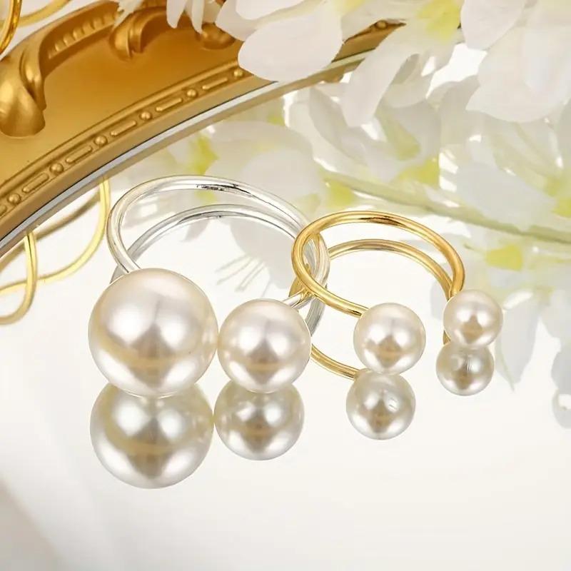 1-24PCS Large and Small Pearl Metal Napkin Rings Wedding Party Holiday Christmas Dinner Decor Gift for Banquet Table Setting