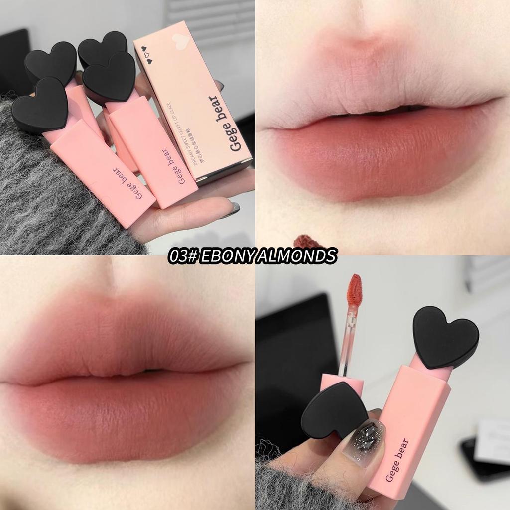 GEGE BEAR Dream Sweetheart Velvet Lip Glaze Nude Matte Lipstick,24 Hour Natural Velvet Smooth Crayon Lip Stain