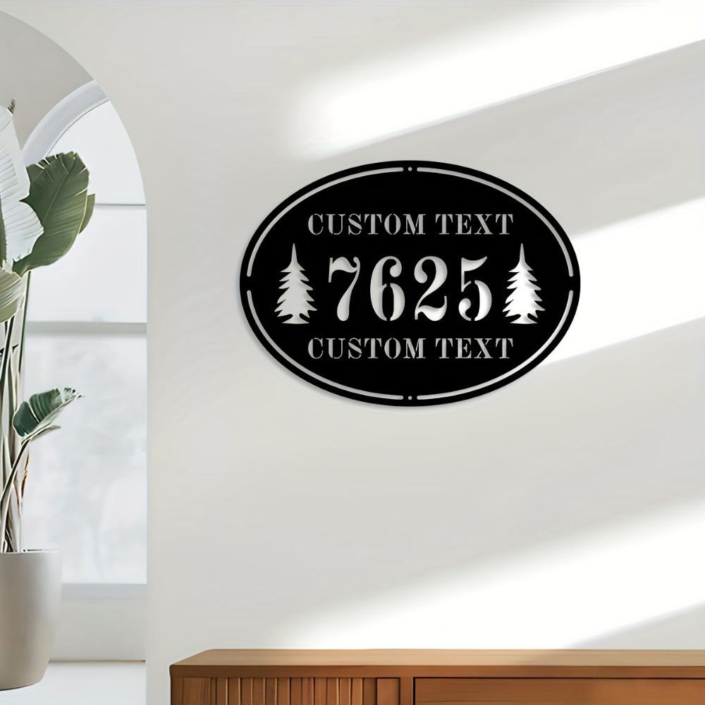 Custom Metal Sign Engraved Family Name Address Indoor Outdoor Wall Decor Housewarming Gift
