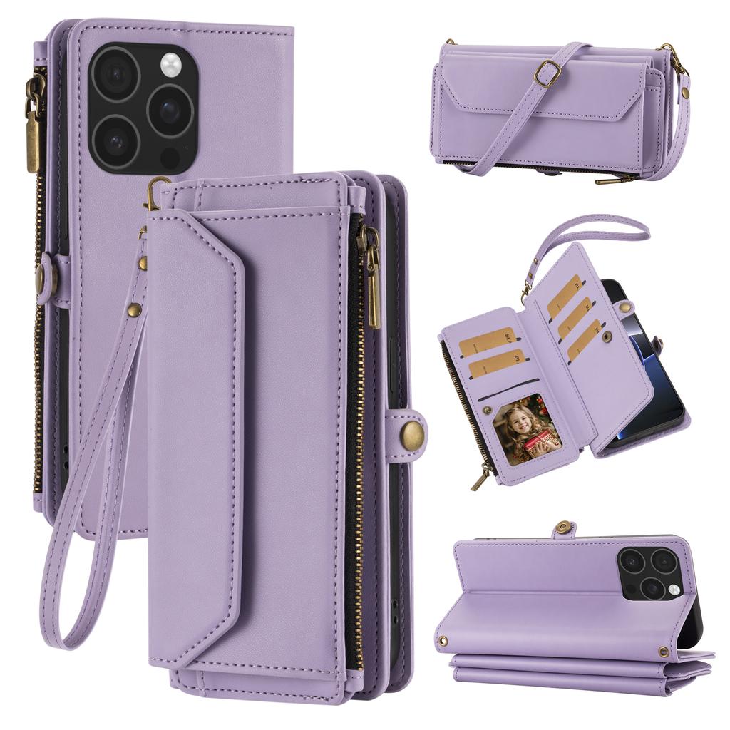 Multi-Card Slot Wallet-Style Phone Case (Long Strap + Short Strap) for IPhone 17/16/15/14/13/12/11 Pro Max Protective Set with Coin Pocket