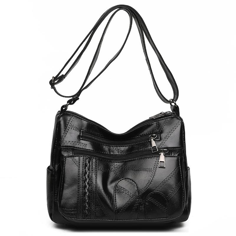 New Multi-Layer Soft Leather Women's Crossbody Bag - Fashion Splicing Shoulder Bag, Multi-functional and Large Capacity Design