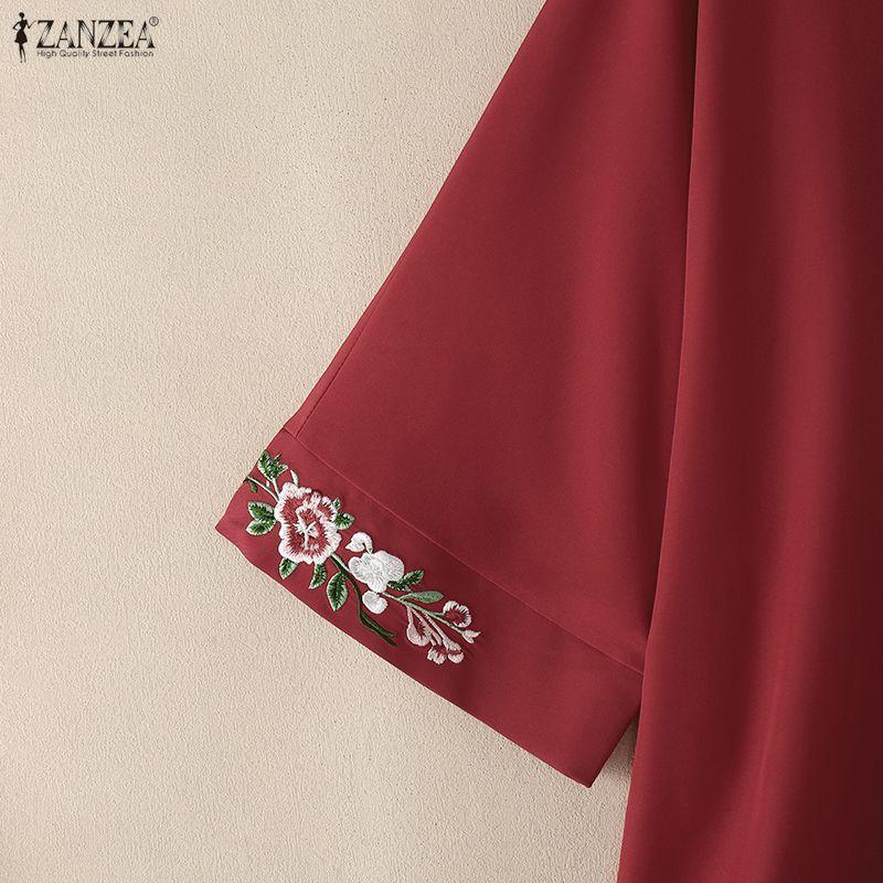 ZANZEA Womens Casual Open-front Loose 3/4 Sleeve Cardigan Cover Up Blouse