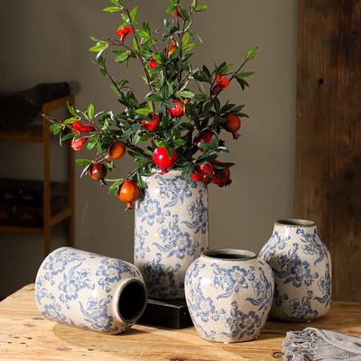 Blue and White Porcelain Vases Flower Arrangements Living Room Decorations Chinese Style Ceramic Home Decoration Retro Porcelain