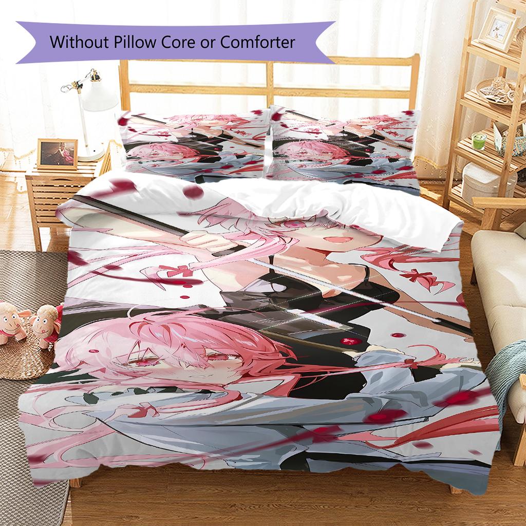 Gasai Yuno Pattern Bedding,Quilt Set Quilt Cover Pillowcase Home Birthday Gift (1 * duvet cover + 2 * pillowcase, without core)