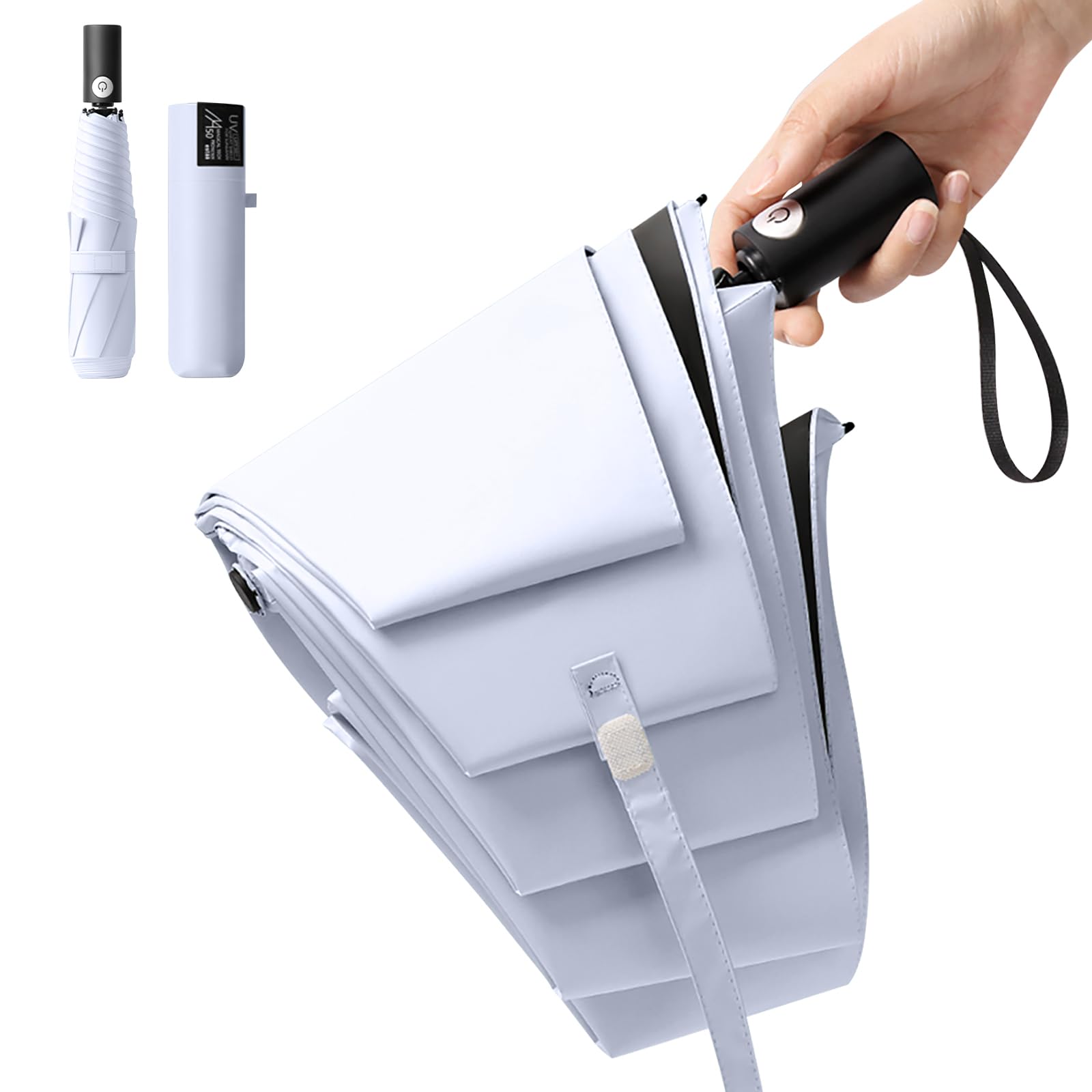 

Складной зонт Reviday с УФ-защитой и безопасной конструкцией для предотвращения падения, подходит как для солнечной, так и для дождливой погоды, 100 см, автоматический, сверхлегкий и