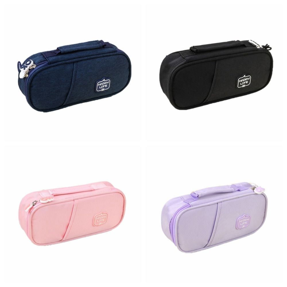 Canvas Pencil Cases Large Capacity Stationery Storage Pouch Students Pen Bag School Supplies