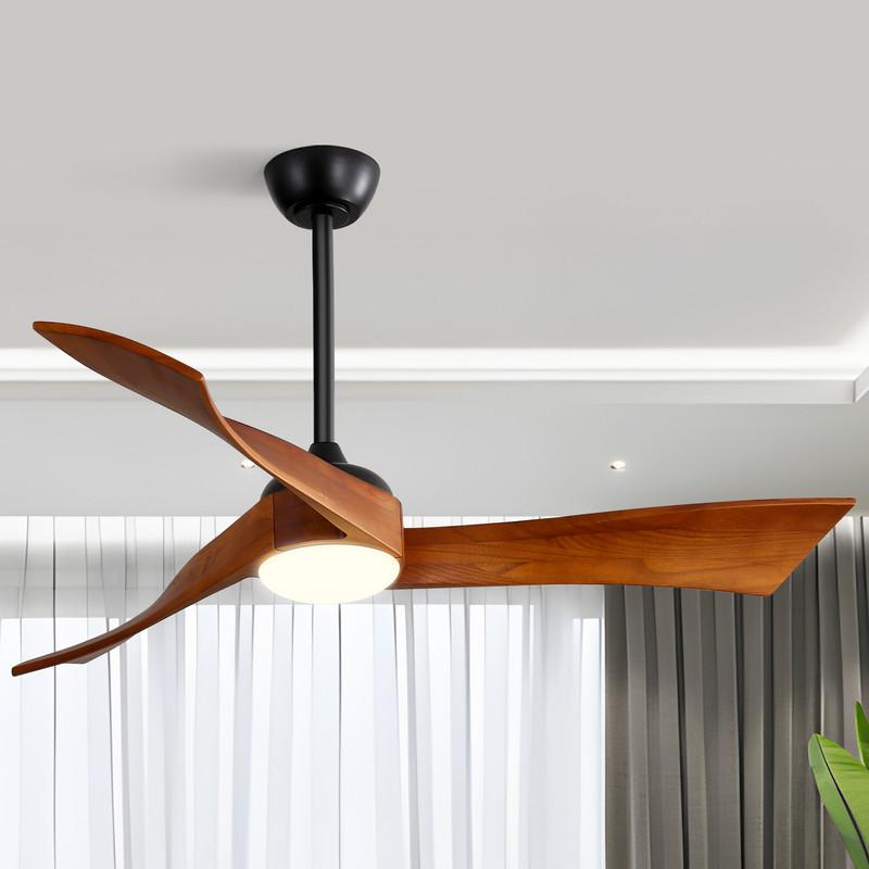Sofucor Solid Wood  Ceiling Fan with LED Light, Remote Control, DC Power Supply, 132 cm, Timer, For Bedroom and Living Room