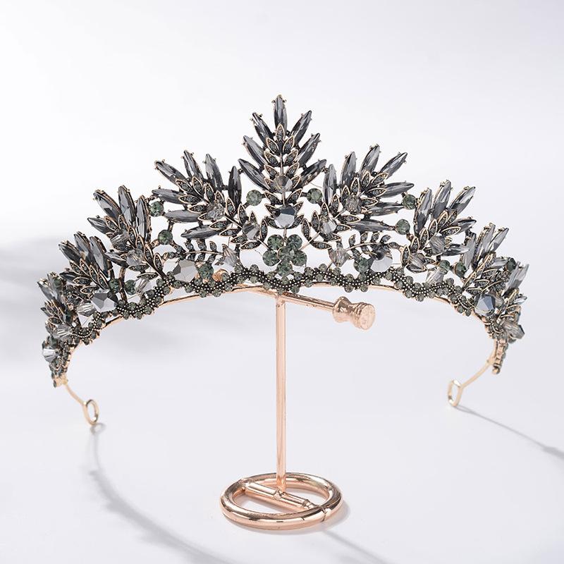 Baroque Black Fairy Tiara Bride Married Girl 18th Year Old Ceremony Birthday Crown Accessories