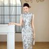Improved new Chinese cheongsam Tencel hemp daily sleeveless elegant dress 1011 summer new temperament Chinese style