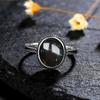 Vintage 925 Sterling Copper Ring Natural Black Onyx Ring Oval Round Stone Retro Fine Zircon Gift Sun Shaped For Women Men