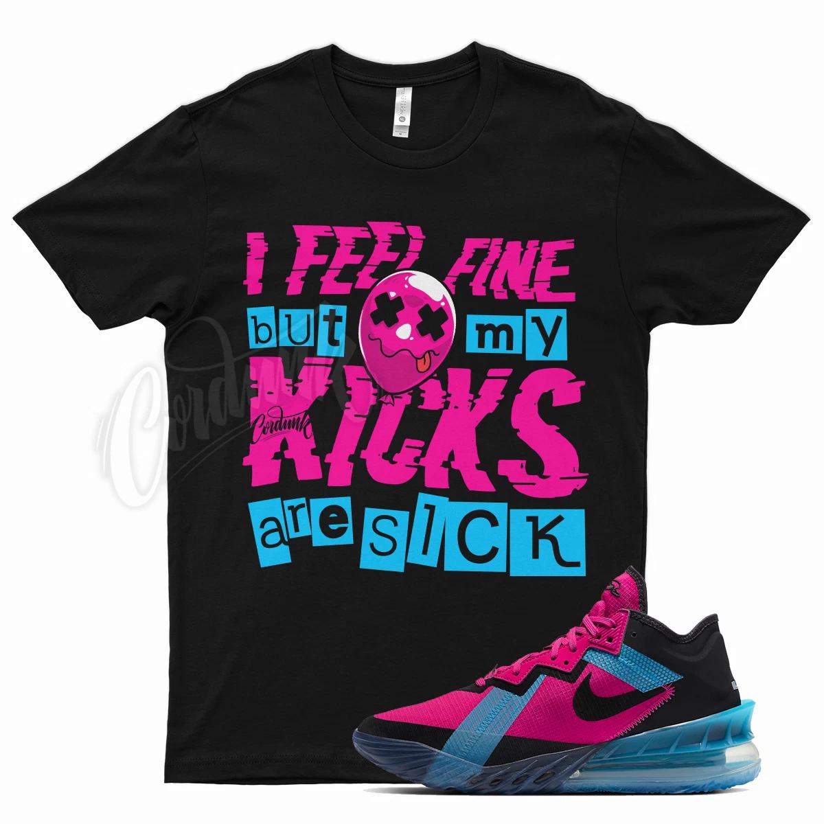 

Black SICK V2 T Shirt for Lebron 18 Fury Fireberry Pink Neon Nights South Beach L