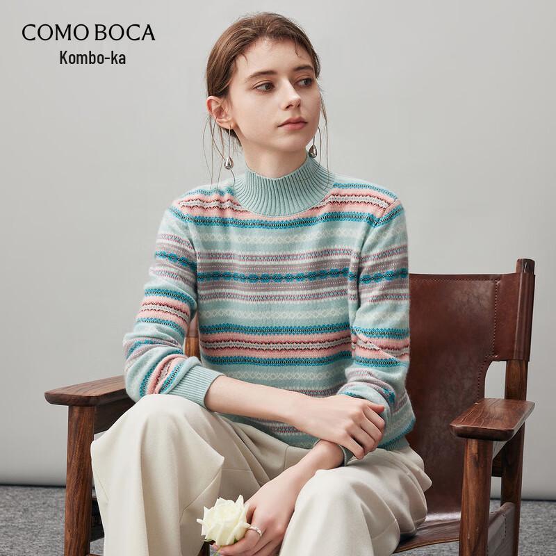 Kemengboka Women's Fair Isle Striped Cashmere Sweater