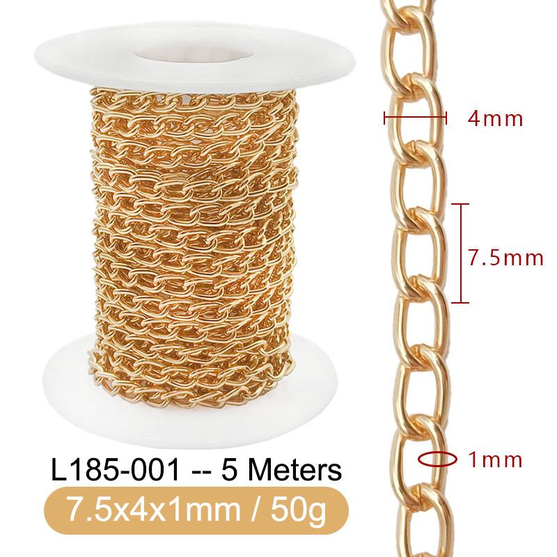 5M Metal Aluminum O-Shaped Chains Twist Chain for DIY Necklace Bracelet Jewelry Making Clothing Bag Component Accessory Supplies