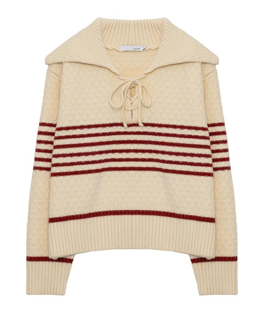 Eilubeu Wide Collar Multi-Striped Knit Aarbpo102B