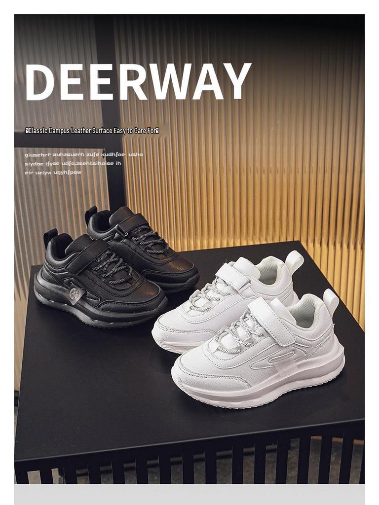 2025 Kinder Weiße Sportschuhe - Ganzjahres Leder Sneaker für Grundschüler