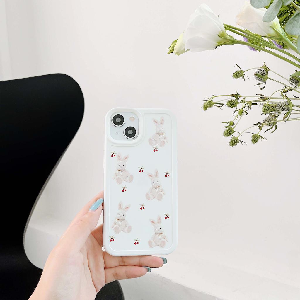 Kirsche Hase Cartoon Hülle für Iphone 11 12 Pro Max X Xr Xsmax 13 Promax Silikon Weicher stoßfester Handyschutz Hasenhülle