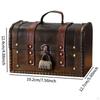 Wooden Jewelry Box Organizer Trinket Storage with Lid Treasure Chest Case Combination Lock for