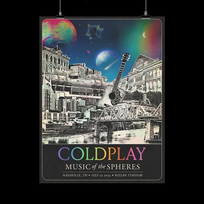 Poster!! July 22 2026 Coldplay Nashville Tennessee Music Of The Spheres 2026 XXXXL