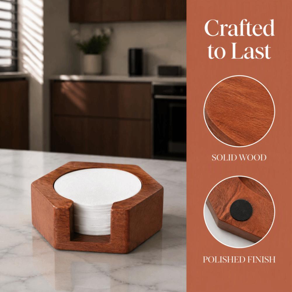 Solid Wood Coffee Paper Filter Holder Coffee Filter Paper Organizer  Kitchen Storage